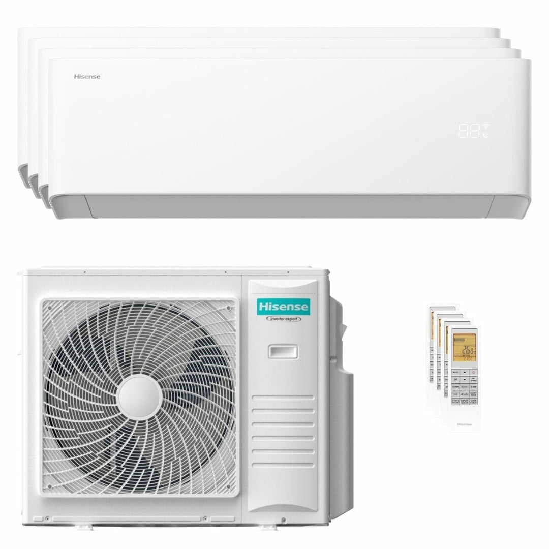 Hisense Uni HB 9000+12000+12000+12000 BTU – Multisplit-Klimagerät (4 Innengeräte), 10/11 kW, R32, A++/A+, WLAN