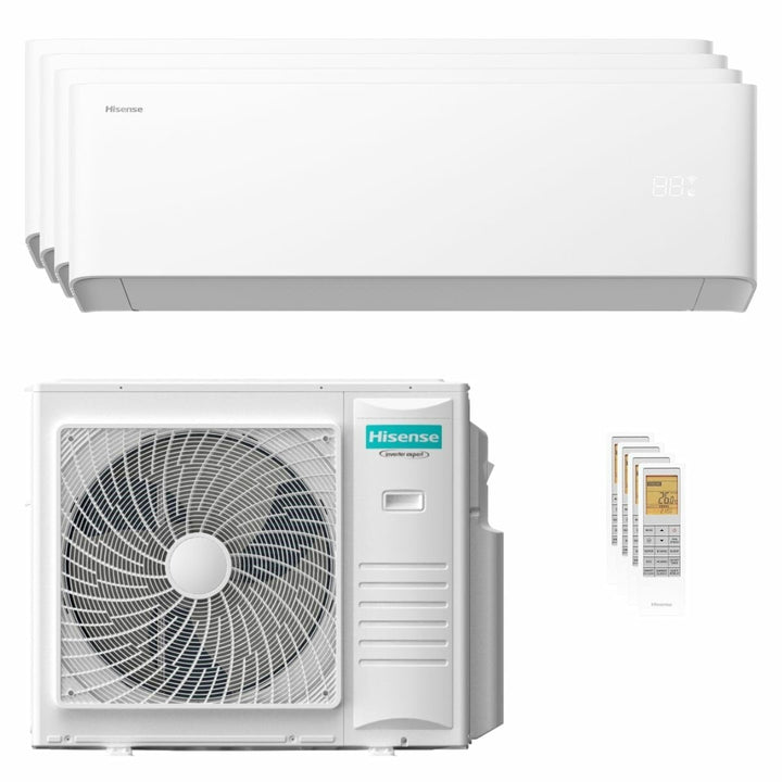 Hisense Uni HB 7000+7000+18000+18000 BTU – Multisplit-Klimagerät (4 Innengeräte), 10/11 kW, R32, A++/A+, WLAN