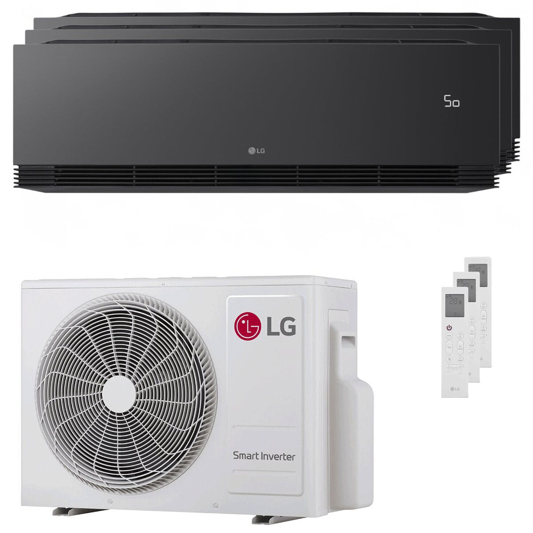 LG ARTCOOL Black AI 9000+12000+12000 BTU – Multisplit-Klimagerät (3 Innengeräte), 6,15/7,03 kW, R32, A+++/A++, WLAN, Schwarz
