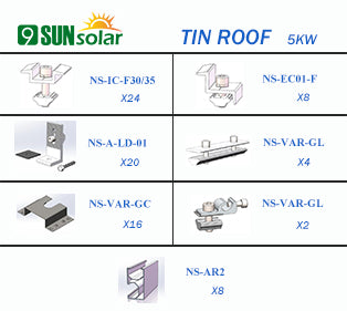 5KW Tin Roof Mounting System NS-TIN-5KW - Art. 7313
