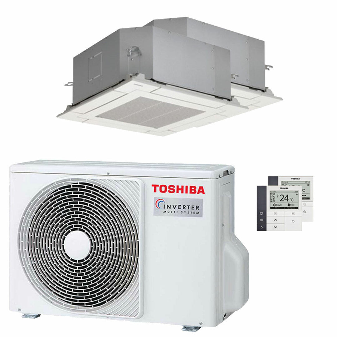 Toshiba Kassettengerät Kompakt U2 4-Wege 9000+9000 BTU – Multisplit-Klimagerät (2x), 5/5,6 kW, R32, A++/A++