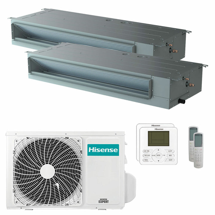 Hisense Kanalgerät ADT 9000+12000 BTU – Multisplit-Klimagerät (2x), 4,1/4,5 kW, R32, A++/A++