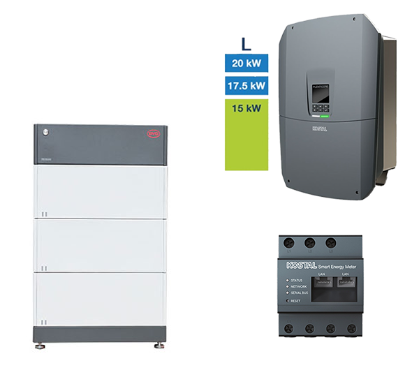 BYD + KOSTAL HV-System, 15,0-20 kW, 7,68 kWh nutzbar, 3-phasig, BYD HVS 7.7 + PLENTICORE L G3