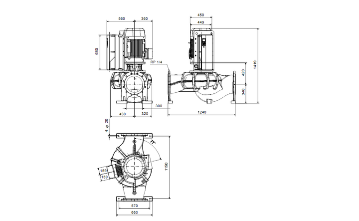  GRUNDFOS Einstufige Inlinepumpe TPE 300-220/4 SC-A-F-O-BQQE-SW3 Art. 99474606