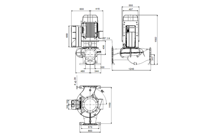 GRUNDFOS Einstufige Inlinepumpe TPE 300-290/4 SC-A-F-A-BQQE-UW3 Art. 99474608