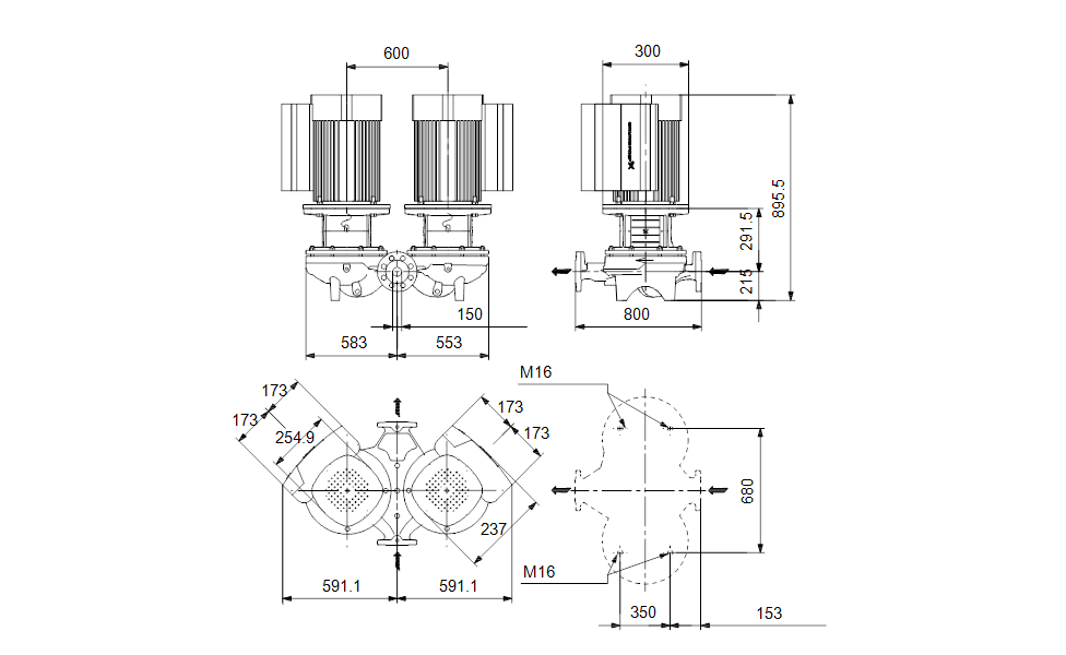 GRUNDFOS Einstufige Inlinepumpe TPED 150-130/4 A-F-A-BQQE-MWA Art. 99114639