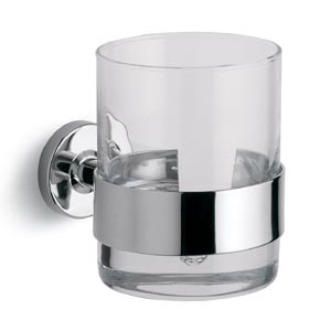 Bertocci Cinquecento Zahnputzbecherhalter mit Kristallglas, verchromt