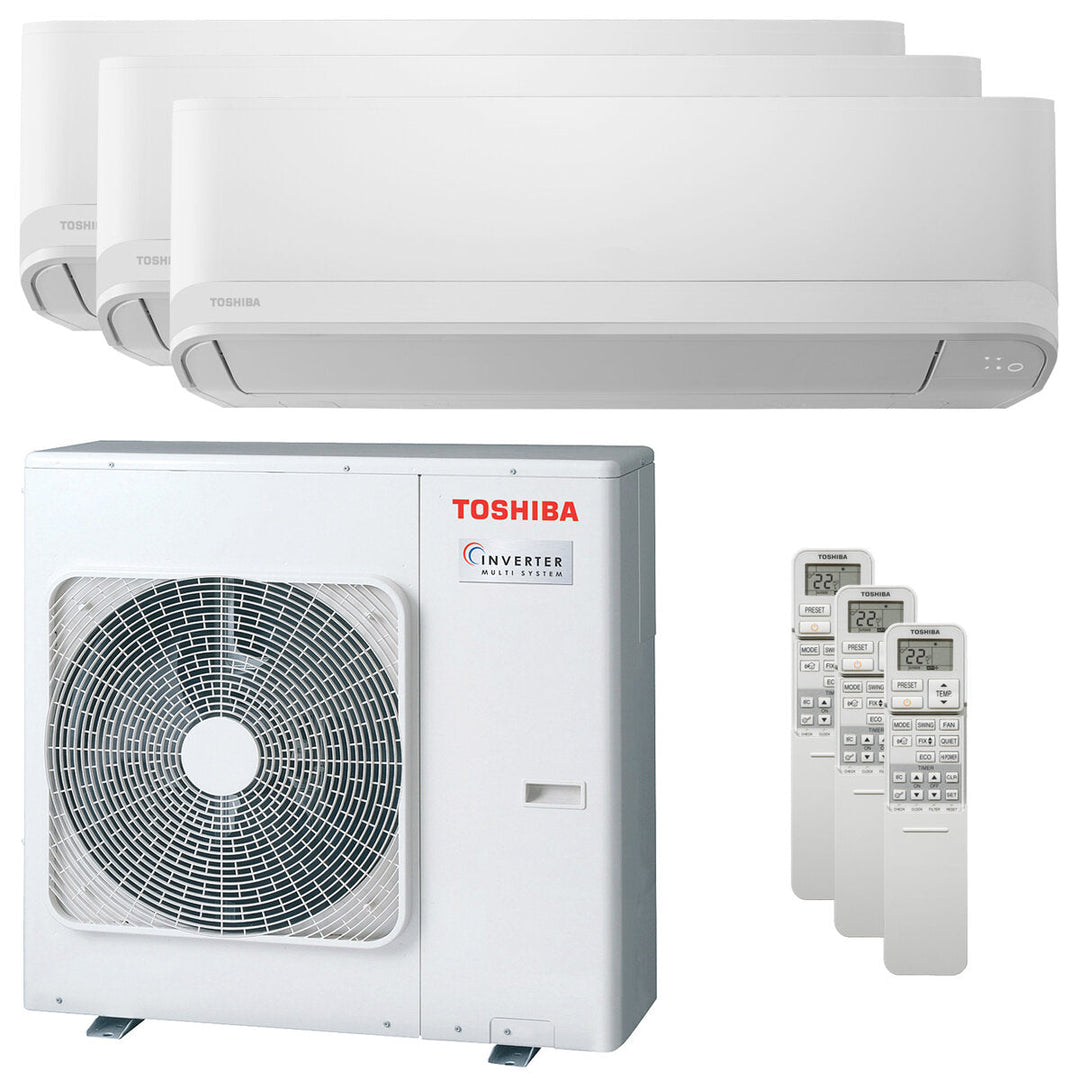 Toshiba Seiya Classic 2025 7000+12000+18000 BTU – Multisplit-Klimagerät (3 Innengeräte), 10/12 kW, R32, A++/A+