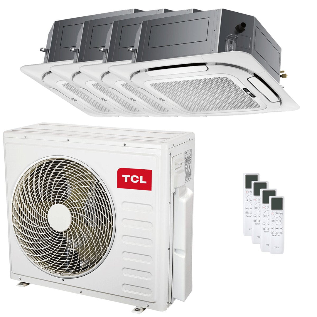 TCL Kassettengerät 4-Wege Serie S 12000+12000+12000+18000 BTU – Multisplit-Klimagerät (4x), 11,5/11,5 kW, R32, A++/A+, WLAN