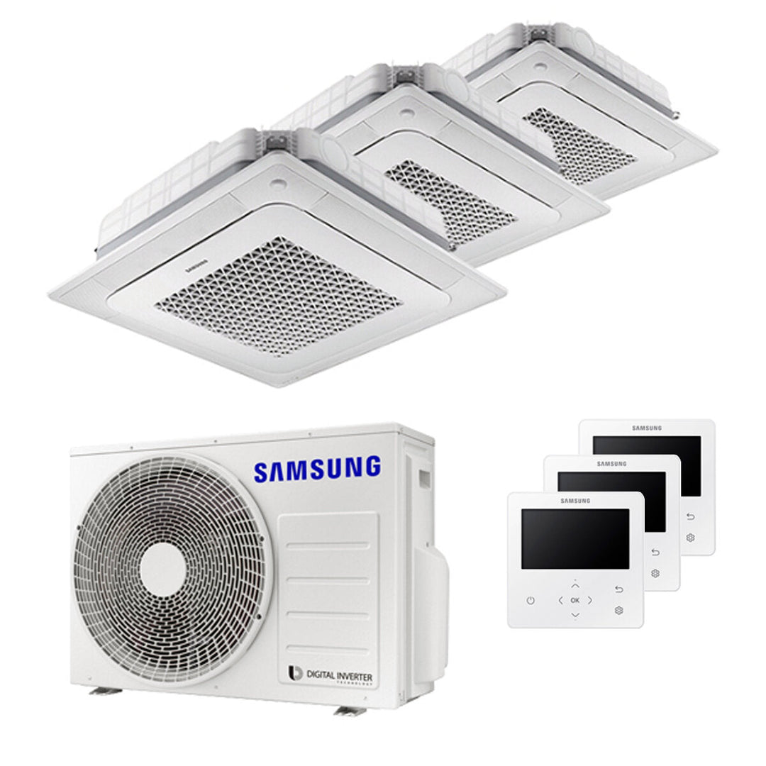 Samsung Kassettengerät Windfree 4-Wege 7000+9000+9000 BTU – Multisplit-Klimagerät (3x), 5,2/6 kW, R32, A+++/A+