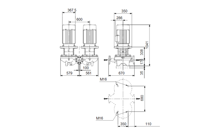 GRUNDFOS Einstufige Inlinepumpe TPD 100-370/4 A-F-A-BQQE-PW3 Art 96109373