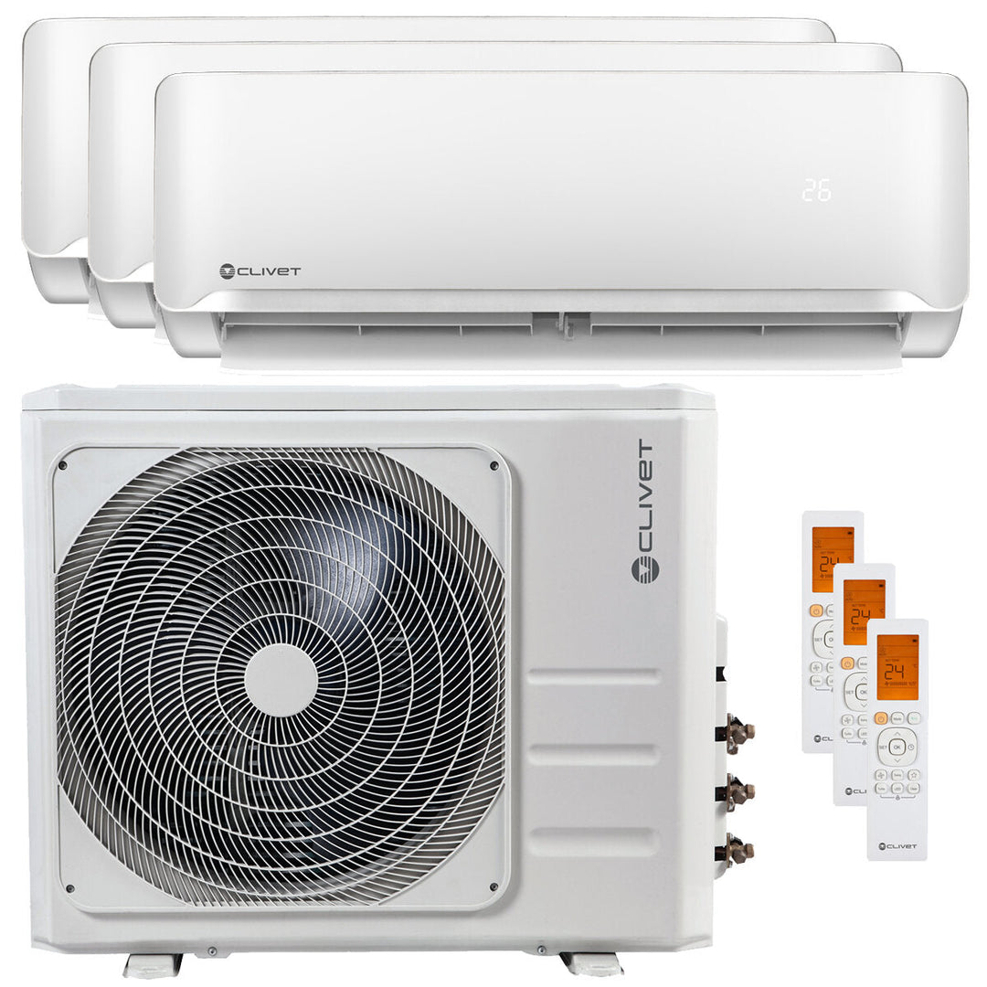Clivet Essential 2 12000+12000+24000 BTU – Multisplit-Klimagerät (3 Innengeräte), 10/10,7 kW, R32, A++/A