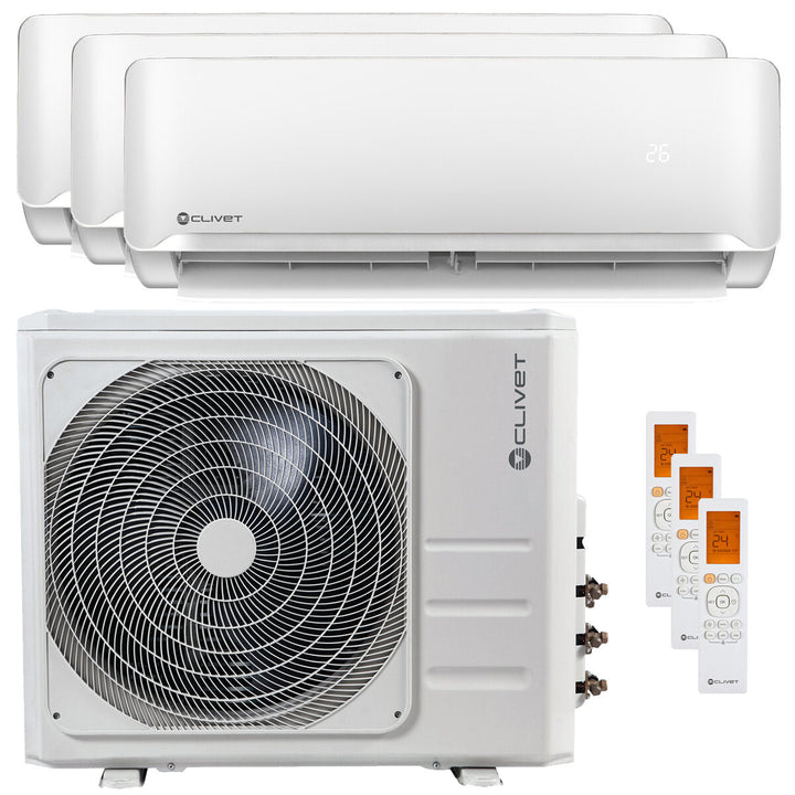 Clivet Essential 2 12000+12000+24000 BTU – Multisplit-Klimagerät (3 Innengeräte), 10/10,7 kW, R32, A++/A