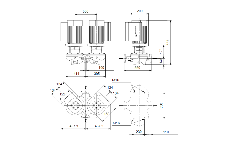 GRUNDFOS Einstufige Inlinepumpe  TPED 100-65/4 A-F-A-BQQE-GWA Art. 99476475