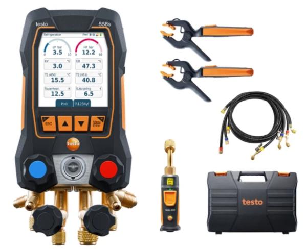 testo 558s Digitale Monteurhilfe 4-Wege, Set mit Funkfühlern und 4 Füllschläuchen