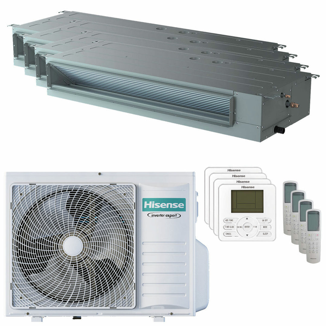 Hisense Kanalgerät ADT 9000+9000+9000+12000 BTU – Multisplit-Klimagerät (4x), 8/9 kW, R32, A++/A+