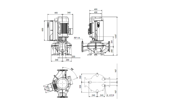 GRUNDFOS Einstufige Inlinepumpe  TPE 200-240/4 NC-A3-F-O-DAQF-RW3 Art. 99473976