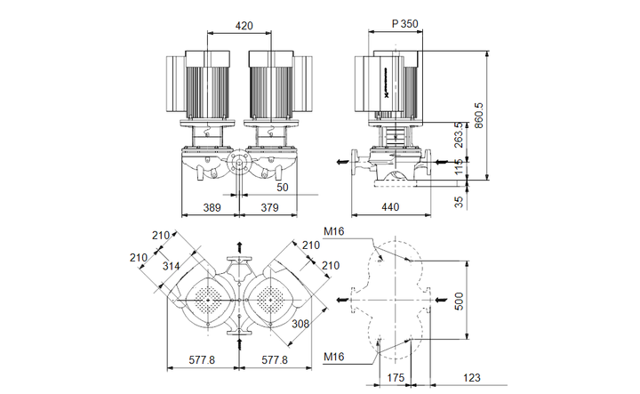 GRUNDFOS Einstufige Inlinepumpe TPED 50-710/2 S-A-F-A-BQQE-OW1 Art. 96945769