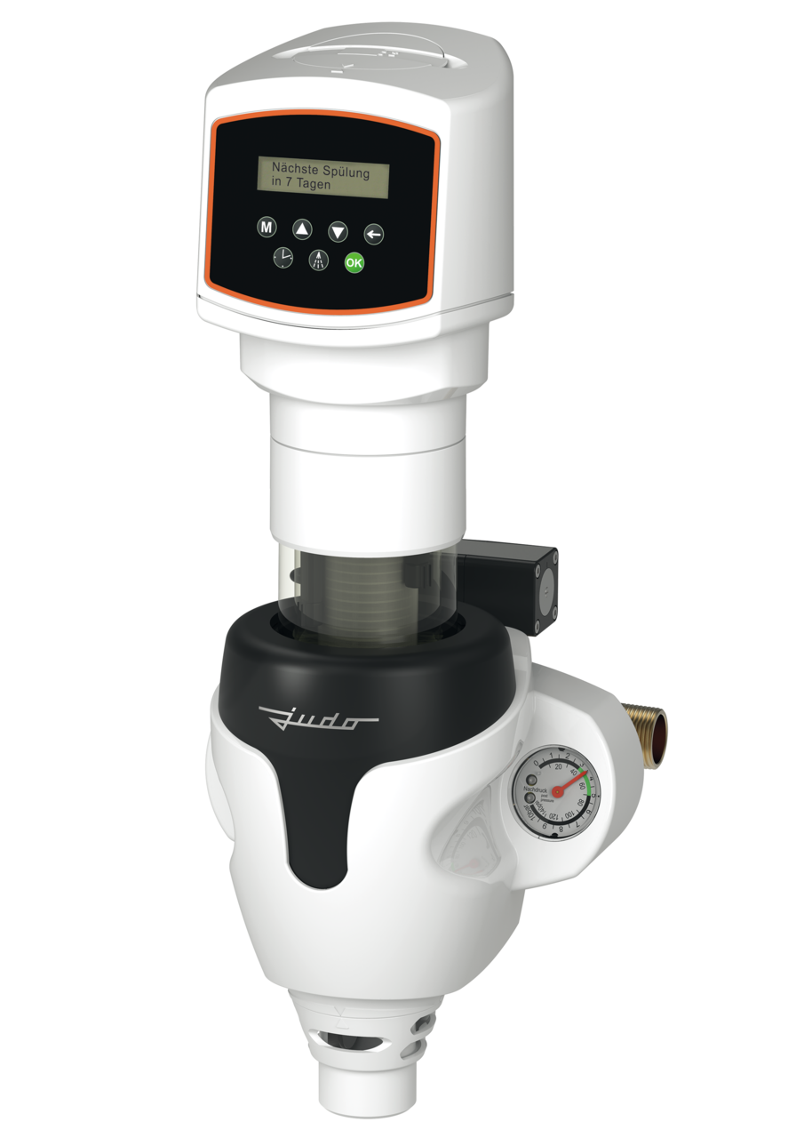 JUDO JPF-QC-ATP 1" 320 µm potenzialfrei, Nenndurchfluss 7,6 m³/h, Maschenweite 0,32 mm potenzialfrei Automatik-Rückspül-Schutzfilter