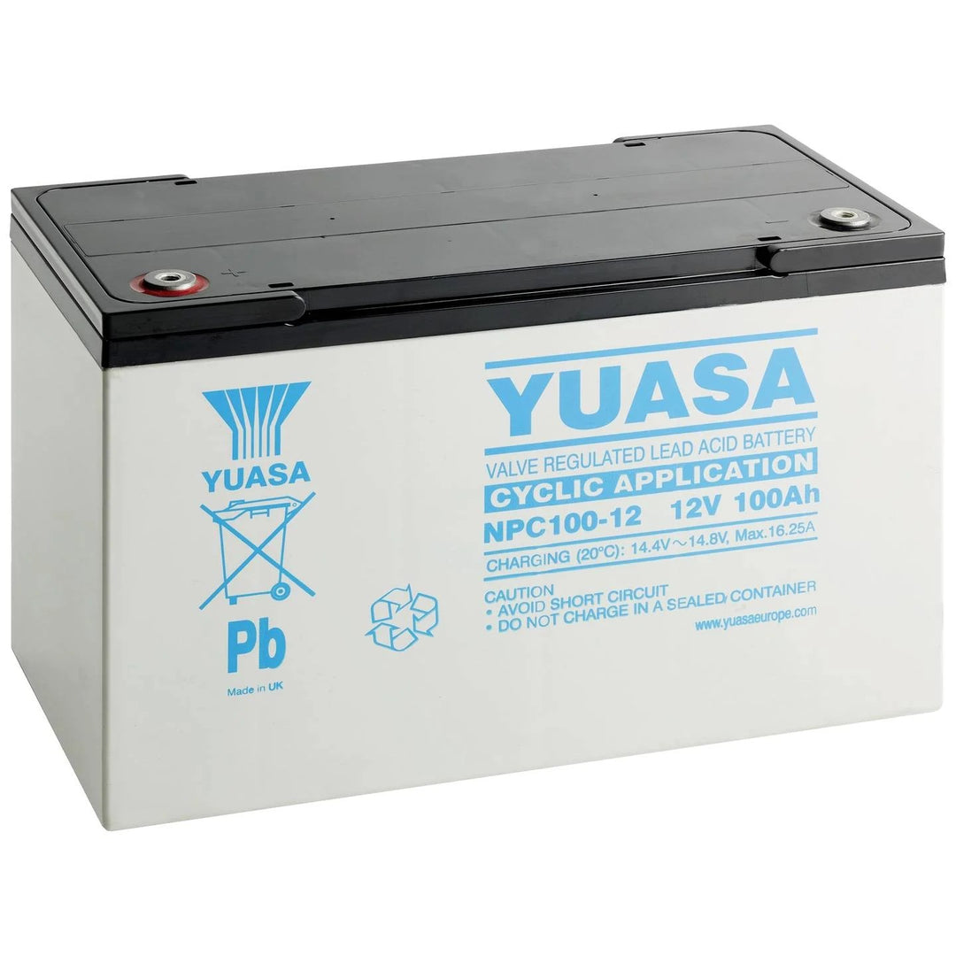 Yuasa NPC100-12 Zyklenfester Bleiakku mit 12V und 100Ah