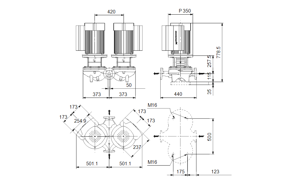 GRUNDFOS Einstufige Inlinepumpe TPED 50-540/2 S-A-F-A-BQQE-NWB Art. 99132829