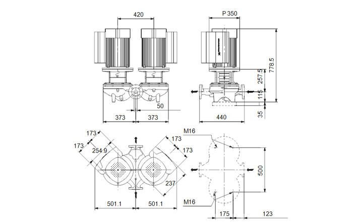 GRUNDFOS Einstufige Inlinepumpe TPED 50-540/2 S-A-F-A-BQQE-NWB Art. 99132829