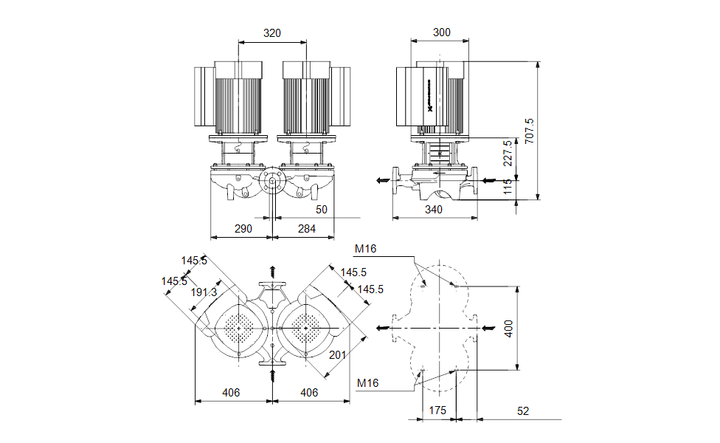 GRUNDFOS Einstufige Inlinepumpe TPED 50-430/2 S-A-F-A-BQQE-LWB Art. 99132824