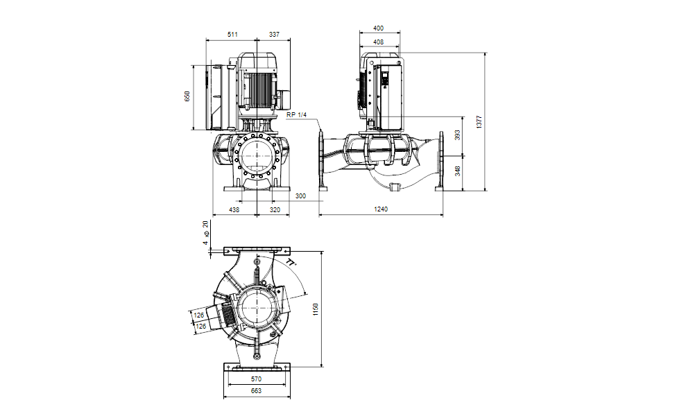 GRUNDFOS Einstufige Inlinepumpe TPE 300-190/4 NC-A3-F-O-DAQF-RW3 Art. 99473983