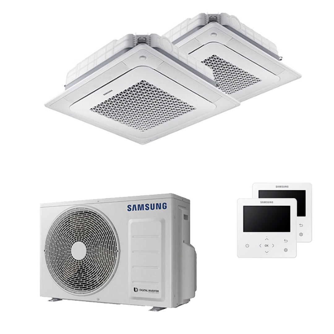 Samsung Kassettengerät Windfree 4-Wege 9000+12000 BTU – Multisplit-Klimagerät (2x), 5/5,6 kW, R32, A+++/A++