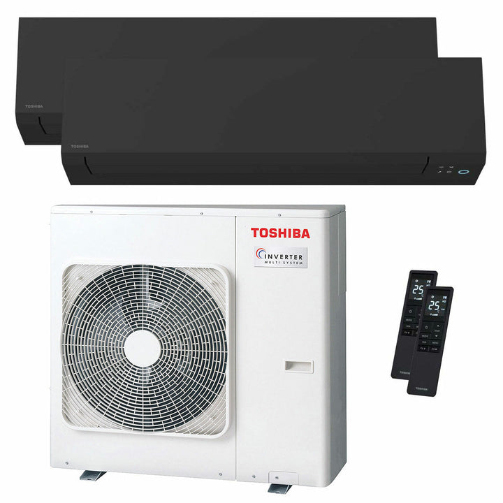 Toshiba SHORAI Edge Black 12000+18000 BTU – Multisplit-Klimagerät (2 Innengeräte), 8/9 kW, R32, A+++/A+, WLAN