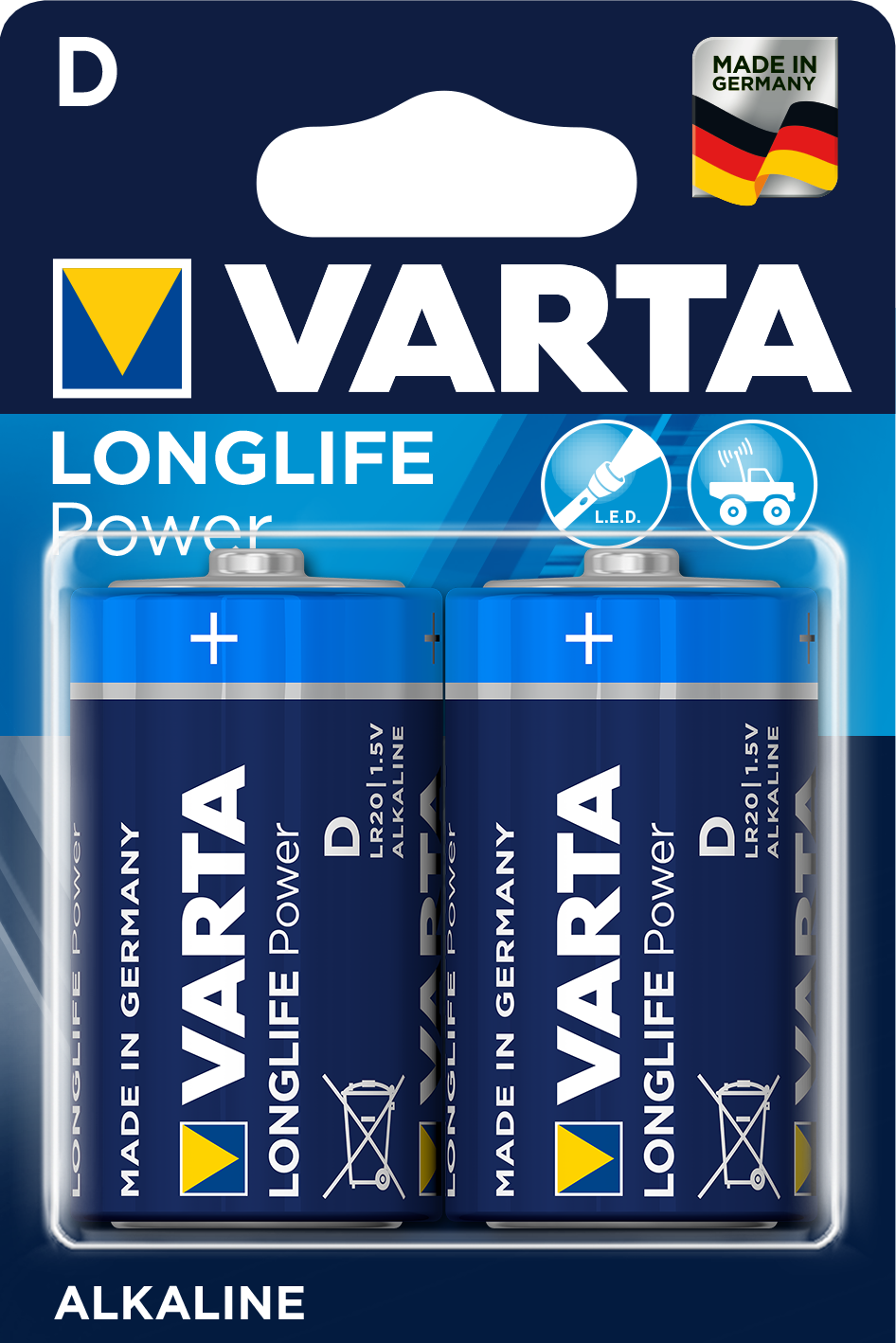 Varta Longlife Power Alkaline Batterie 4920 / LR20 1,5V (2er-Blister)