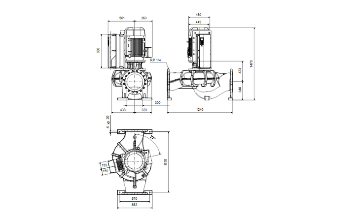 GRUNDFOS Einstufige Inlinepumpe  TPE 300-250/4 NC-A3-F-O-DAQF-TW3 Art. 99473985