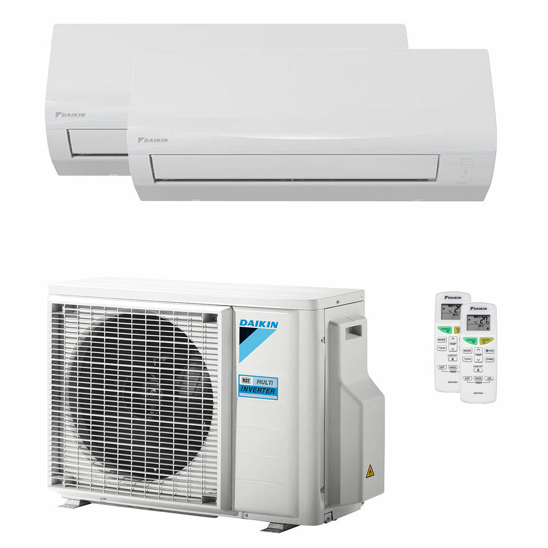 Daikin Sensira Multi 12000+12000 BTU – Multisplit-Klimagerät (2 Innengeräte), 5/5,6 kW, R32, A++/A++, WLAN