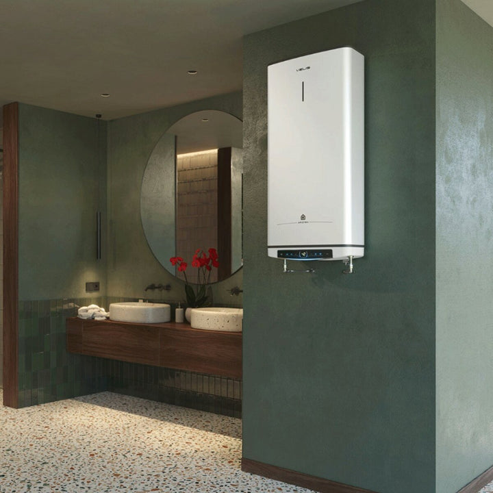 Ariston Velis Pro Dry WiFi vertikal/Horizontal – Elektrischer Warmwasserspeicher, 80 Liter, Energieeffizienzklasse B, WLAN