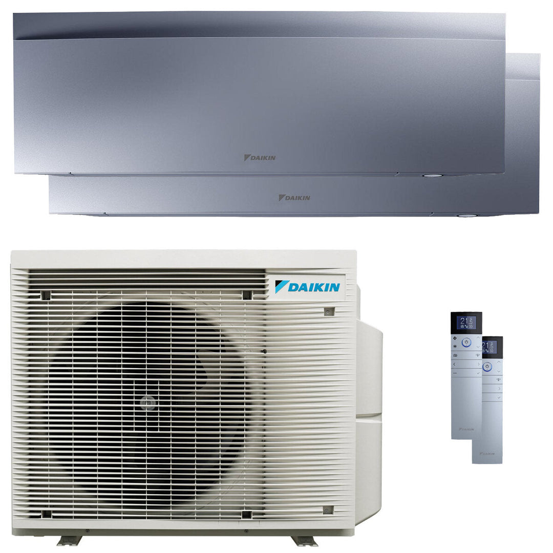 Daikin Emura 3 9000+9000 BTU – Multisplit-Klimagerät (2 Innengeräte), 4/4,2 kW, R32, A++/A++, WLAN, Silber
