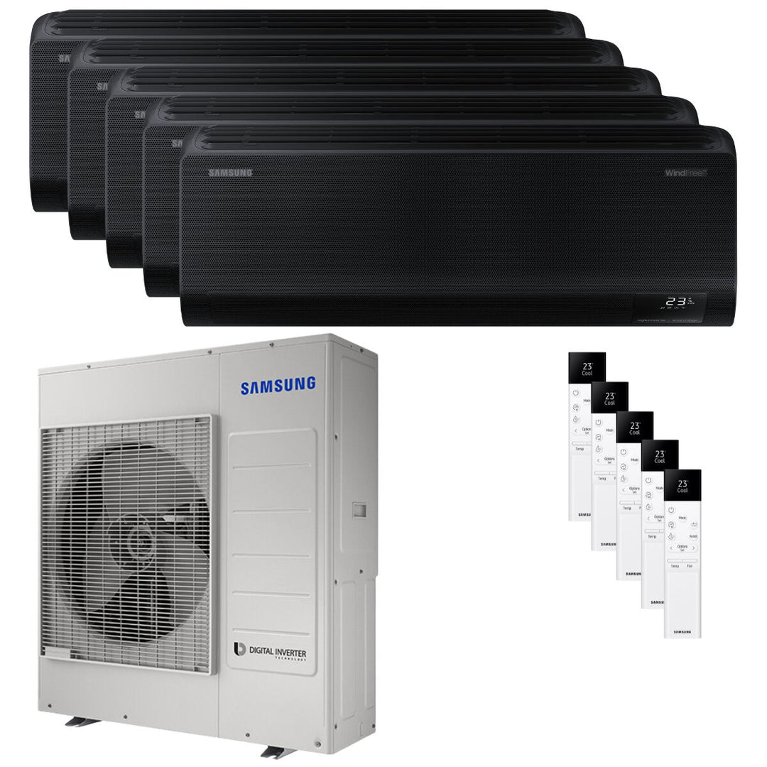 Samsung Windfree Black 9000+9000+12000+12000+12000 BTU – Multisplit-Klimagerät (5 Innengeräte), 10/12 kW, R32, A++/A+, WLAN
