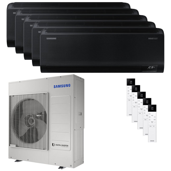 Samsung Windfree Black 7000+7000+12000+12000+12000 BTU – Multisplit-Klimagerät (5 Innengeräte), 10/11,9 kW, R32, A++/A+, WLAN