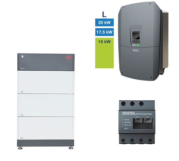 BYD + KOSTAL HV-System, 15,0-20,0kW, 8,28 kWh nutzbar,3-phasig, BYD HVM 8.3 + PLENTICORE L G3