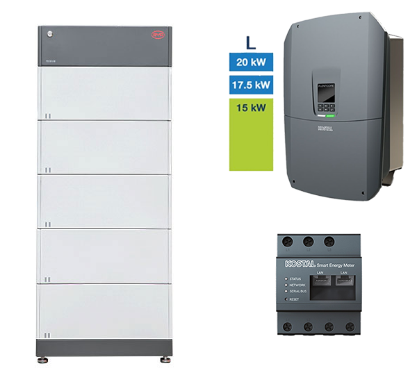 BYD + KOSTAL HV-System, 15,0-20,0kW, 13,8 kWh nutzbar,3-phasig, BYD HVM 13.8 + PLENTICORE L G3
