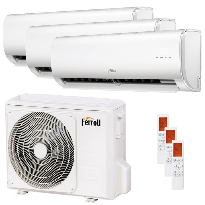 Ferroli Giada 9000+12000+18000 BTU – Multisplit-Klimagerät (3 Innengeräte), 7,8/8,6 kW, R32, A+/A, WLAN