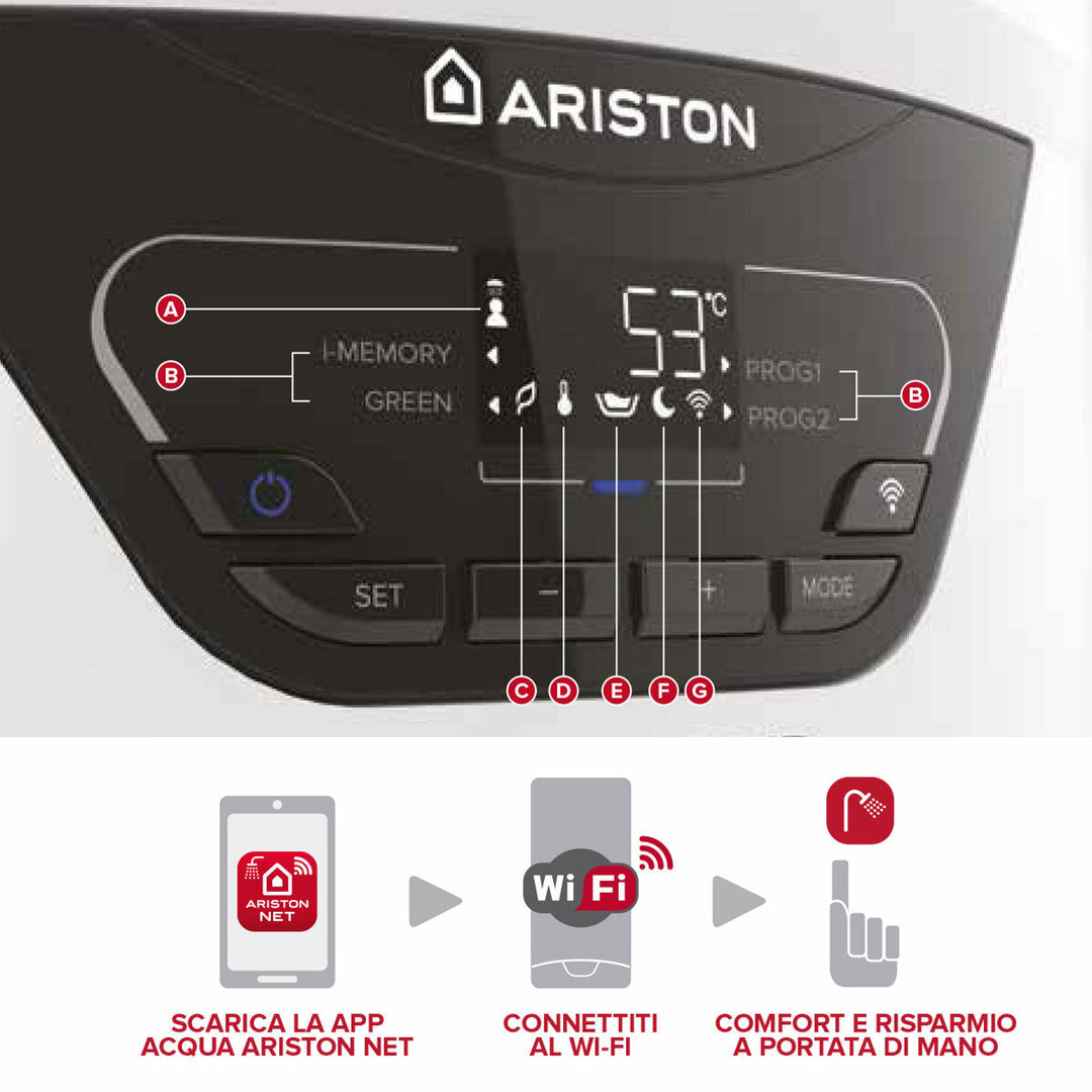 Ariston – Warmwasserbereiter mit Wärmepumpe, 130 Liter, Energieeffizienzklasse A, WLAN