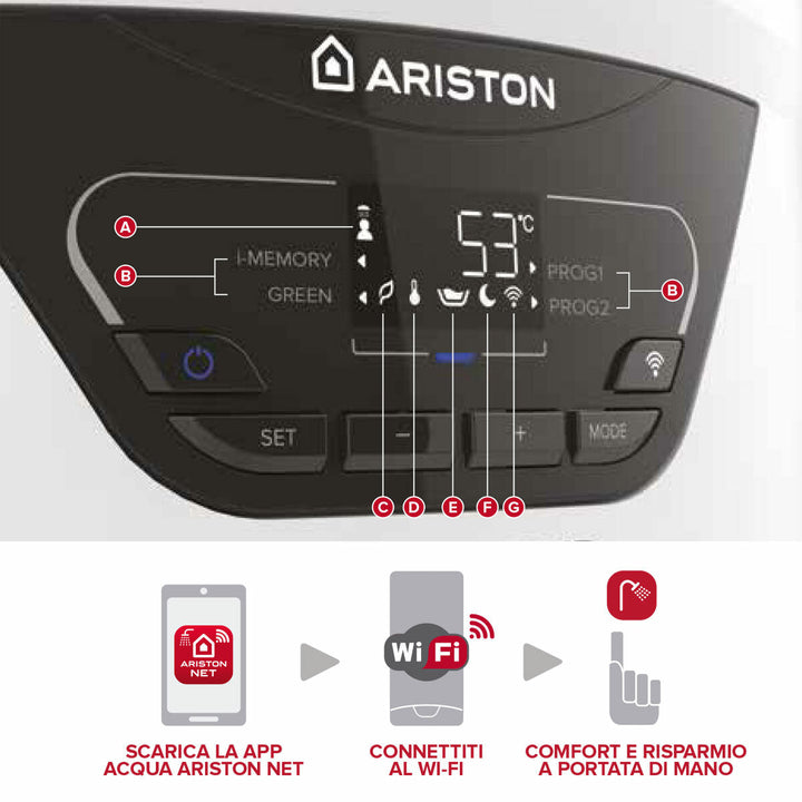 Ariston – Warmwasserbereiter mit Wärmepumpe, 130 Liter, Energieeffizienzklasse A, WLAN