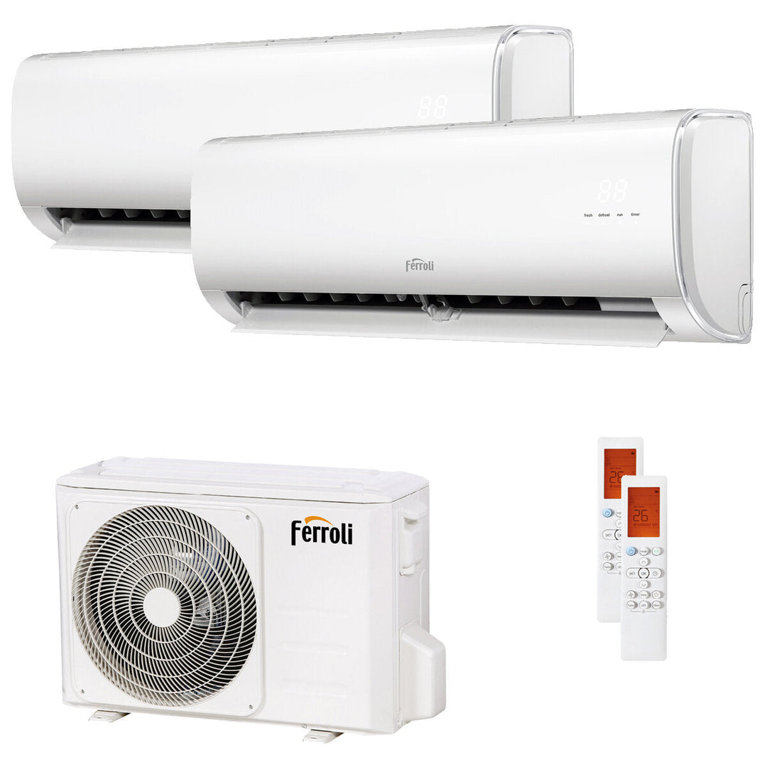 Ferroli Giada 9000+9000 BTU – Multisplit-Klimagerät (2 Innengeräte), 5,3/5,57 kW, R32, A++/A, WLAN