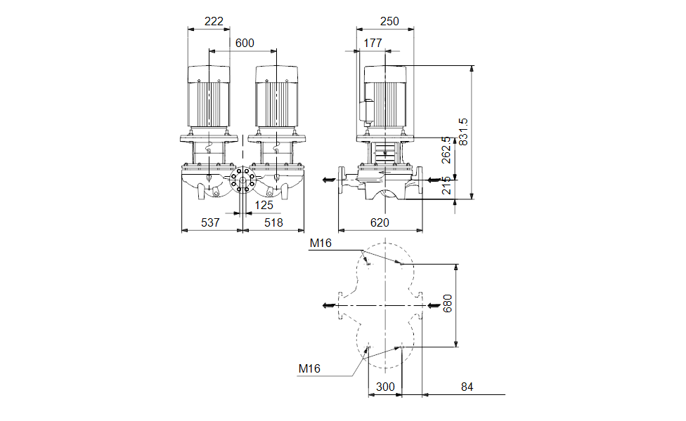 GRUNDFOS Einstufige Inlinepumpe TPD 125-110/4 A-F-A-BQQE-KW3 Art. 96109595
