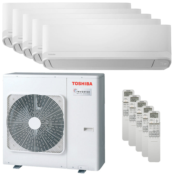 Toshiba Seiya Smart 7000+7000+7000+9000+9000 BTU – Multisplit-Klimagerät (5 Innengeräte), 10/12 kW, R32, A++/A+, WLAN