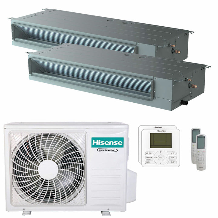 Hisense Kanalgerät ADT 12000+18000 BTU – Multisplit-Klimagerät (2x), 6,3/7 kW, R32, A++/A++