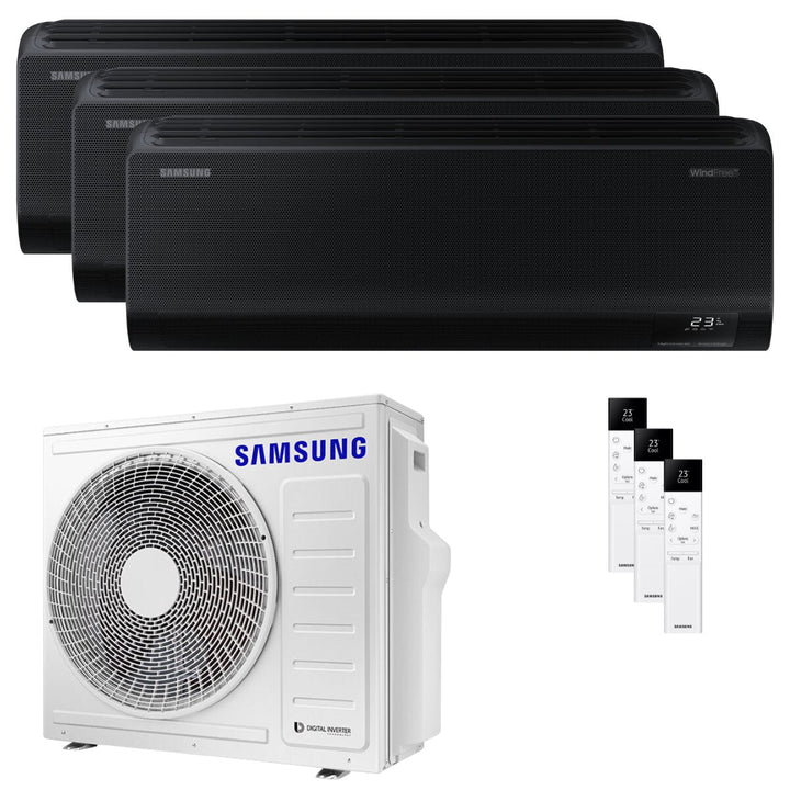 Samsung Windfree Black 7000+9000+12000 BTU – Multisplit-Klimagerät (3 Innengeräte), 6,8/8 kW, R32, A++/A+, WLAN