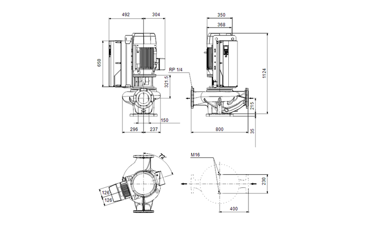 GRUNDFOS Einstufige Inlinepumpe TPE 150-250/4 NC-A-F-A-BQQE-QW3 Art. 99473965