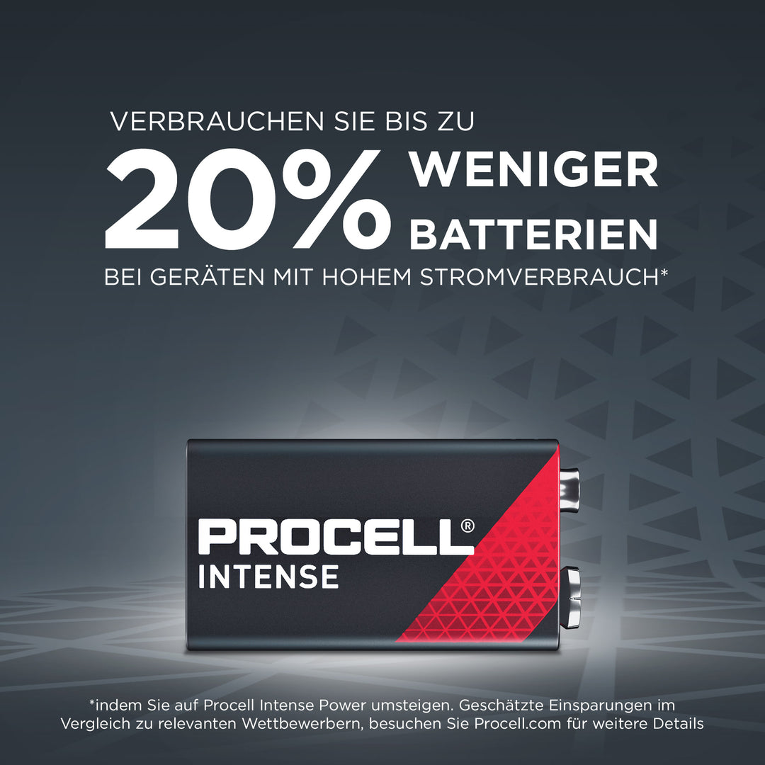 Duracell Procell Intense Power Alkaline Batterie 9V Block PX1604