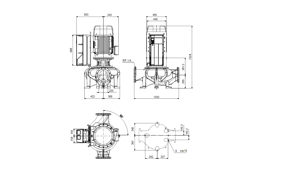 GRUNDFOS Einstufige Inlinepumpe TPE 200-330/4 NC-A3-F-O-DAQF-SW3 Art. 99473980